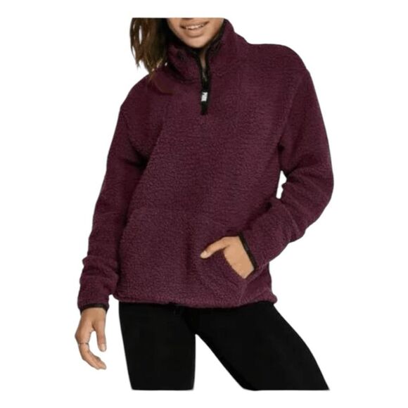 PINK Victoria's Secret Sherpa Fleece Quarter Zip Pullover Jacket XS - Picture 1 of 10
